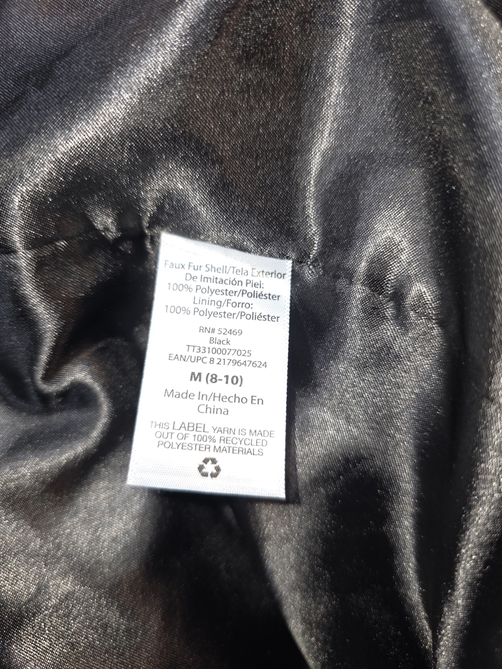 Time and Tru Black Faux Fur Teddy Jacket - Picture 7 of 8